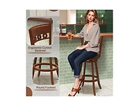 Gouun Set of 2 Swivel Bar Stools with Rubber Wood Frame- inches