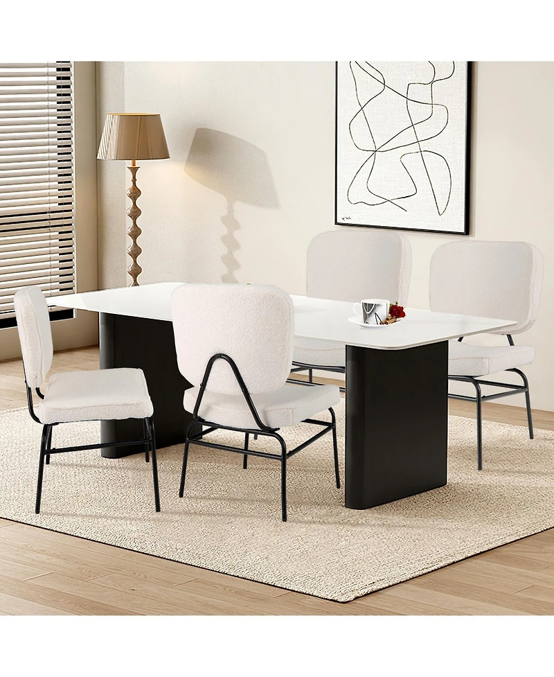 Gouun Upholstered Accent Chair Sherpa Reading Chair with Sponge Padding