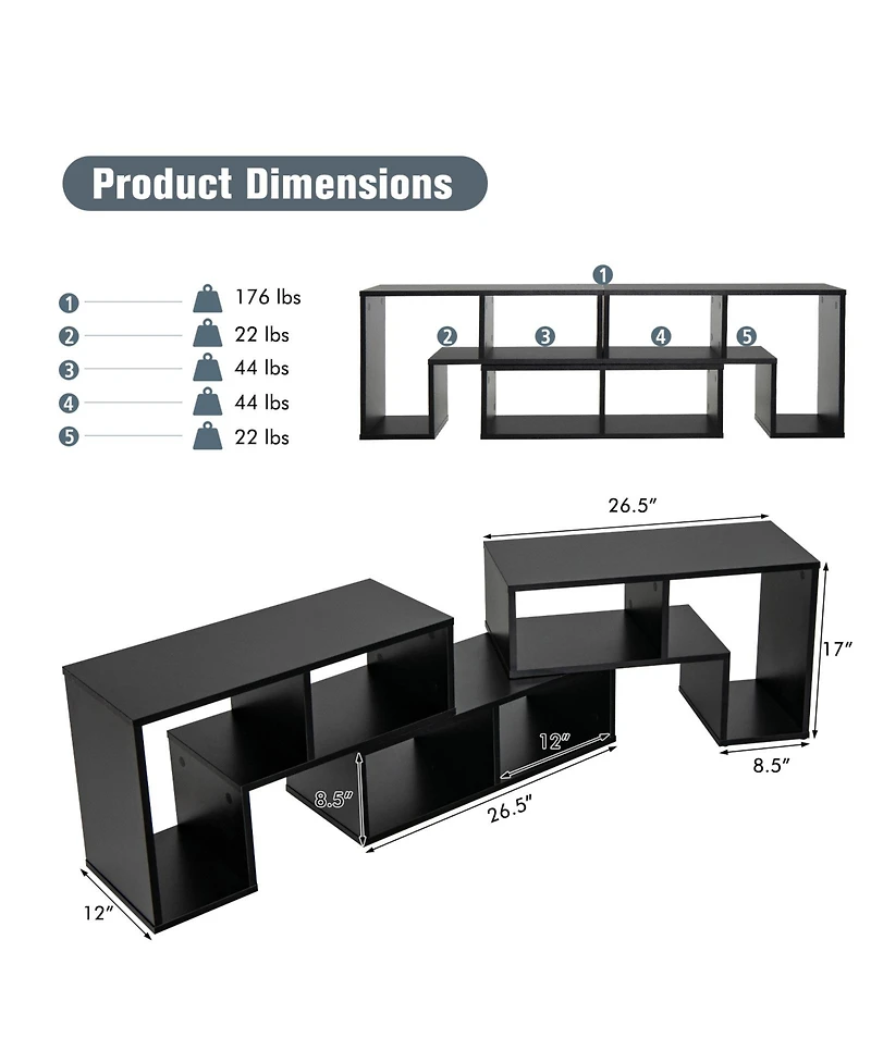 Gouun 3 Pieces Adjustable Tv Stand for TVs up to 65 Inch with Shelves