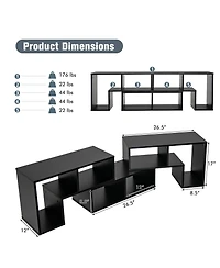 Gouun 3 Pieces Adjustable Tv Stand for TVs up to 65 Inch with Shelves