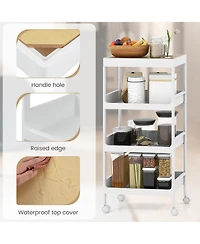 Gouun 4 Tier Utility Rolling Cart with Detachable Tray Top and Locking Wheels-4-Tier