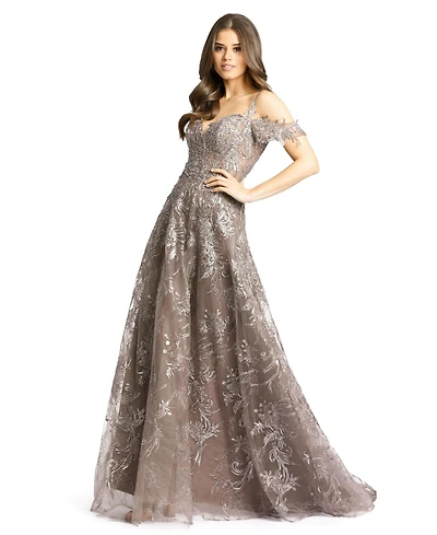 Mac Duggal Women's Embellished Cold Shoulder Sweetheart A Line Gown