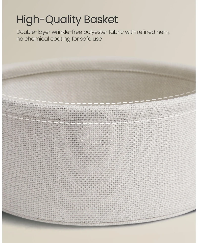 Slickblue Small Round Side End Table, Modern Nightstand with Fabric Basket