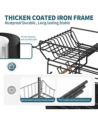 Mega Casa Double-layer Bamboo Dish Rack For Home Kitchen