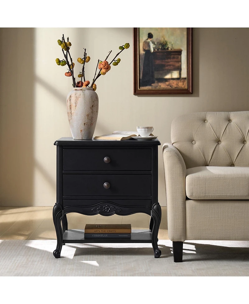 Hulala Home Penny Traditional Nightstand with Solid Wood Legs