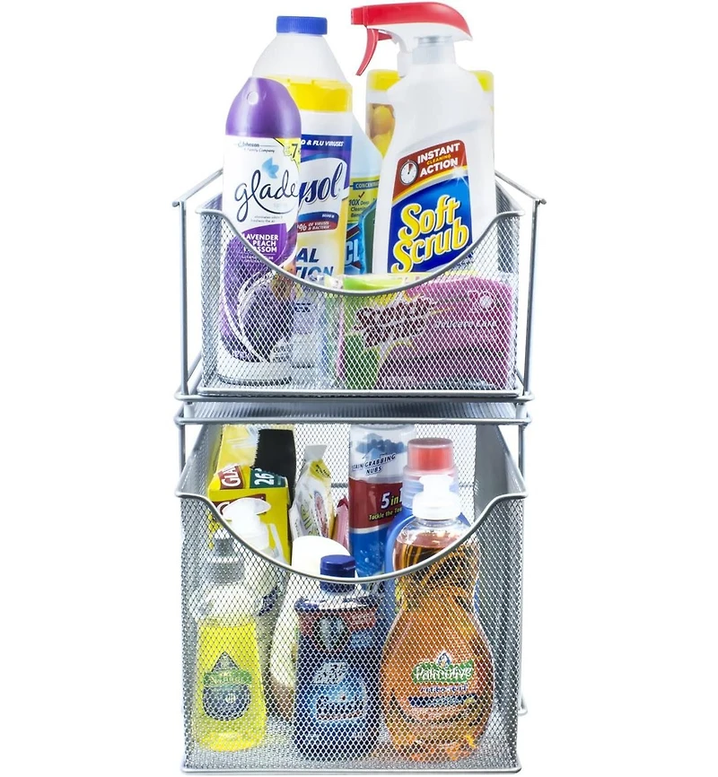 Sorbus Metal Mesh Cabinet Organizer with Pull-Out Drawers - Ideal for Countertop, Cabinet, Pantry, Under the Sink, Desktop and More (Silver 1 Drawer