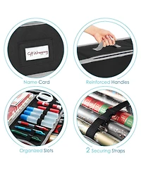Premium Holiday Gift Wrapping Paper & Accessories Storage Organizer Box - Large