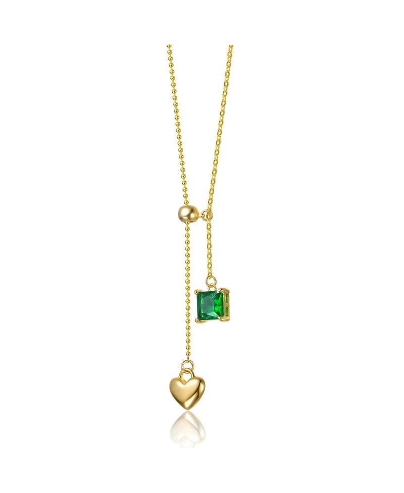 14K Gold Plated Golden Heart Y-Shape Elegance Necklace