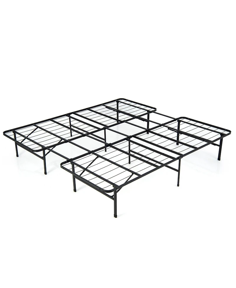 Gouun King Size Folding Steel Platform Bed Frame for Kids and Adults-King Size