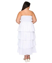 L I V D Plus Eleni Strapless Pleated Tiered Dress