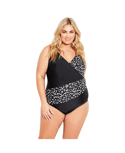 Avenue Women's Spliced Print 1 Piece