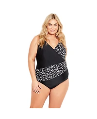 Avenue Women's Spliced Print 1 Piece