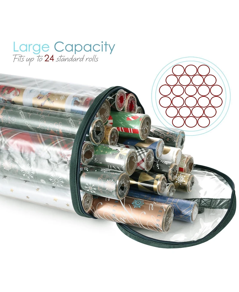 Hearth & Harbor Premium Holiday Gift Wrapping Paper Storage Organizer Bag - Fits Up To 14 Rolls of 40”