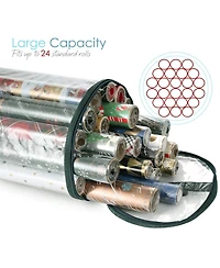 Hearth & Harbor Premium Holiday Gift Wrapping Paper Storage Organizer Bag - Fits Up To 14 Rolls of 40”