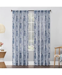Hilary Watercolor Floral Linen Blend Semi-Sheer Rod Pocket Curtain Panel