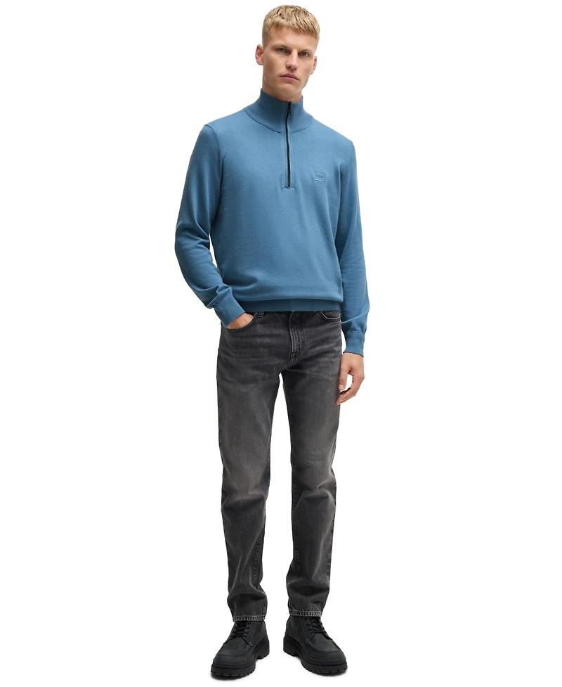 Boss by Hugo Boss Men's Logo-Patch Zip-Neck Sweater