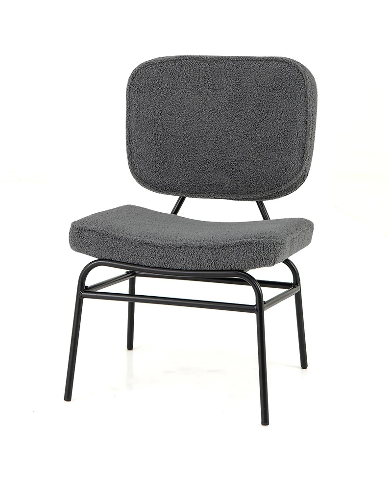 Gouun Upholstered Accent Chair Sherpa Reading Chair with Sponge Padding