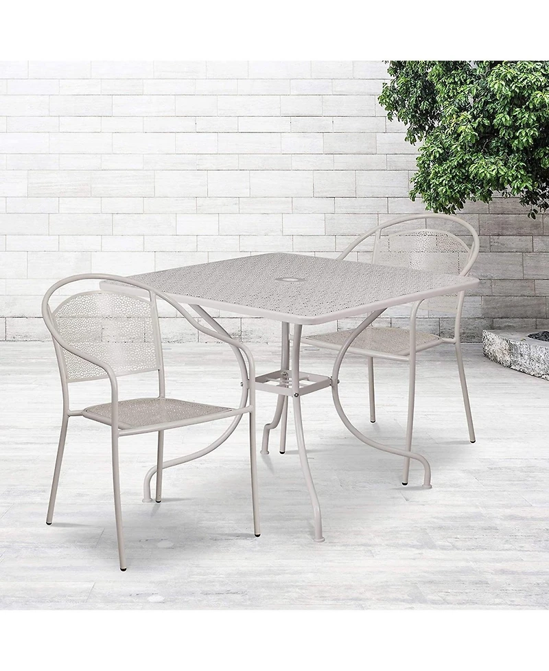 Slickblue 3-Piece Steel Metal Outdoor Patio Furniture Set with 2 Chairs and 1 Table