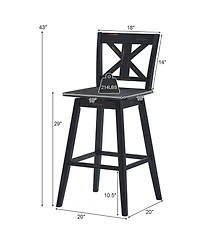 Gouun Set of 2 360-Degree Swivel Bar Stools for Home Restaurant
