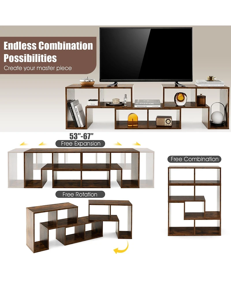 Gouun 3 Pieces Console Tv Stand for TVs up to 65 Inch with Shelves