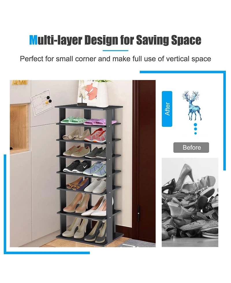 Gouun 7-Tier Dual Shoe Rack Free Standing Shelves Storage Shelves Concise