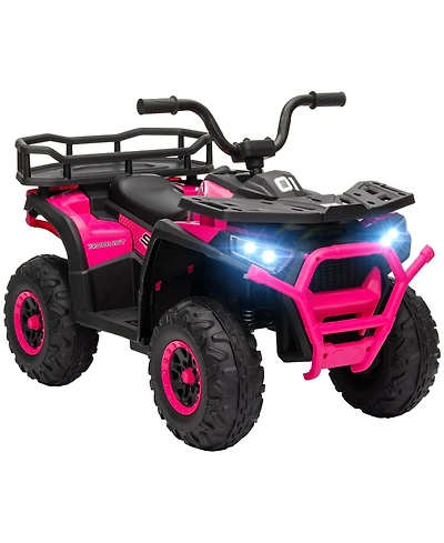 Qaba 12V Kids Atv, 4 Wheeler with Spring Suspension, Storage,