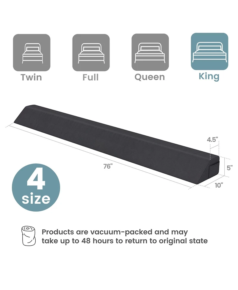 Gouun Bed Wedge Pillow with Storage Bag-King Size