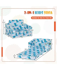Gouun 2-in-1 Convertible Kids Sofa with Velvet Fabric