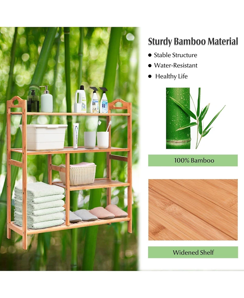 Gouun 4 Tiers Multifunction Bamboo Storage Shoe Rack for Entryway Hallway
