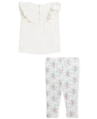 Polo Ralph Lauren Baby Cotton Ruffled Top & Floral Leggings Set