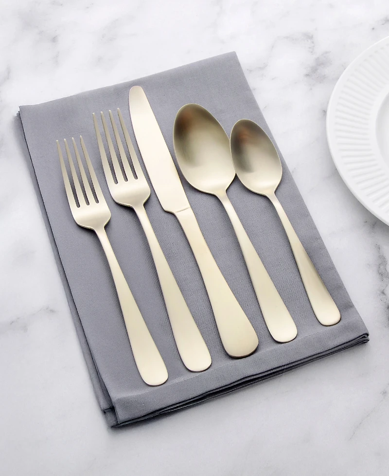Kitchinox Alton Bay Gold Satin 20-Pc. Flatware Set, Service for 4