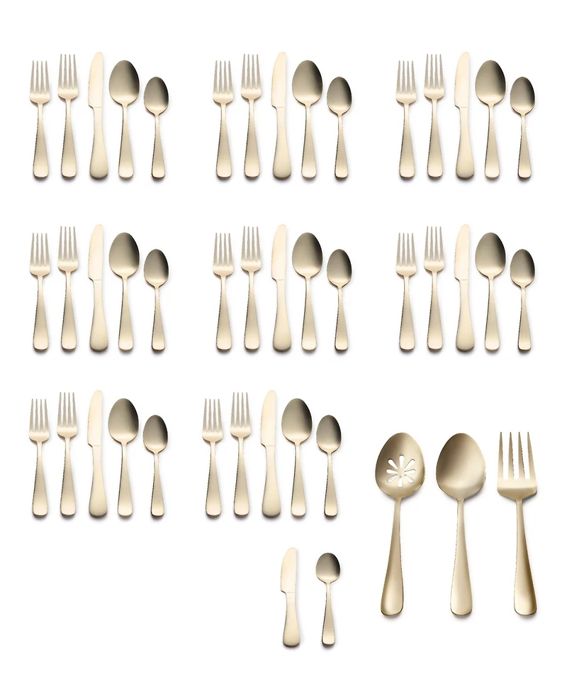 Kitchinox Alton Bay Gold Satin 45-Pc. Flatware Set, Service for 8