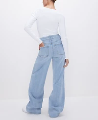 Good American Women's Skate High-Rise Wide-Leg Jeans