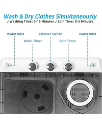 Gouun 26 Lbs Twin Tub Portable Washing Machine with Built-In Drain Pump