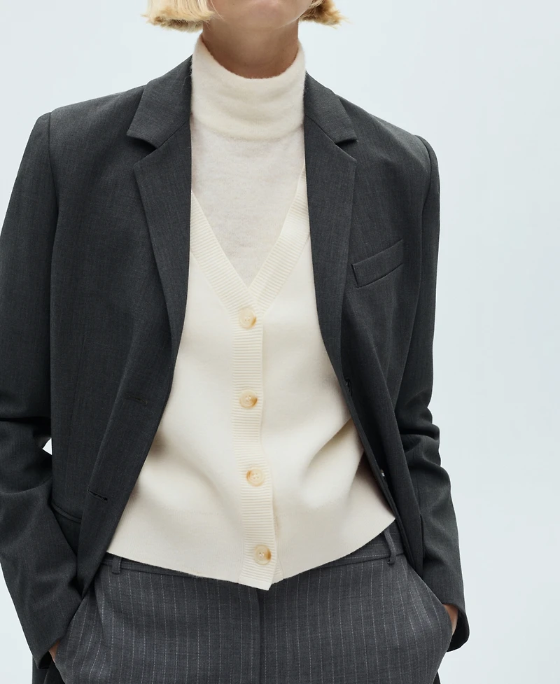 Mango Women's V-Neck Knit Cardigan