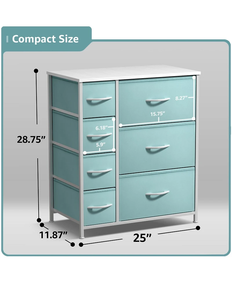 Sorbus Dresser with 7 Drawers - Storage Chest Organizer Steel Frame, Wood Top, Handles, Fabric Bins
