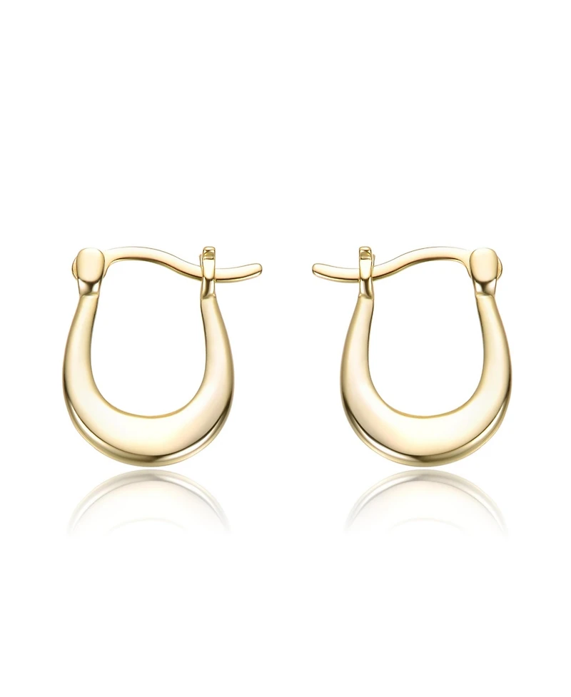Sterling Silver 14K Gold Plated Saddleback Hoop Earrings