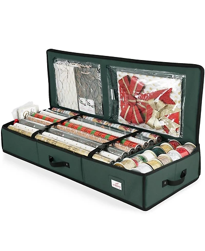 Hearth & Harbor Wrapping Paper Storage Container - Christmas Bag with Interior Pockets