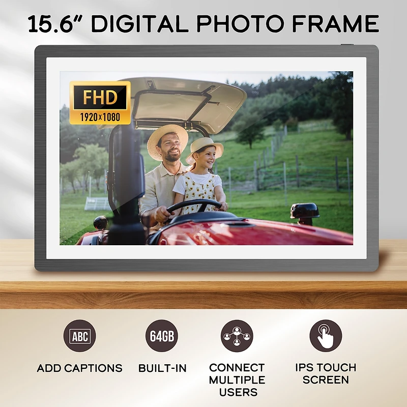 Impecca 15.6” Smart Digital Photo Frame with Wi-Fi, 2GB Ram + 16GB Built-in Storage, Micro Sd Support, Touchscreen Display