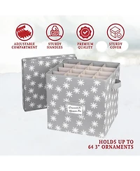 Florida Brands Christmas Ornament Storage Box with Lid - Store and Protect up to 64 Holiday Ornaments