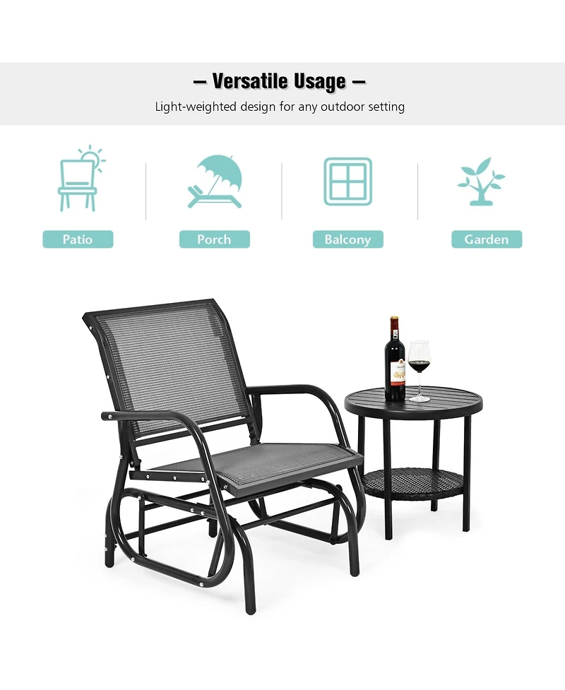 Gouun Outdoor Single Swing Glider Rocking Chair with Armrest