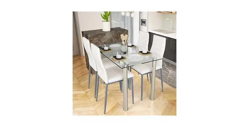 Slickblue Modern 5-Piece Dining Set with Table and Chairs for Contemporary Dining Rooms