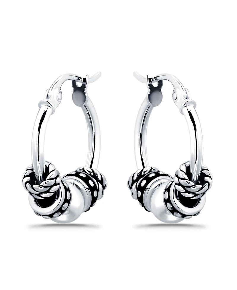 Macy's Oxidized Beads Round Click Top Hoop Earrings