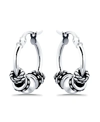 Macy's Oxidized Beads Round Click Top Hoop Earrings