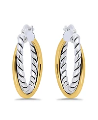 Macy's Oxidized Polish Tubing Click Top Hoop Earrings