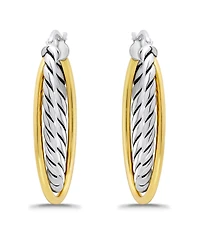 Macy's Oxidized Oval Two Row Polish Tubing Click Top Hoop Earrings