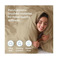 Premium Microfiber Duvet Cover Set - Queen Cream