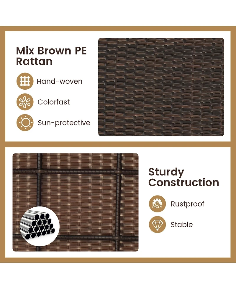 Gymax 3 Pieces Rocking Wicker Bistro Set Outdoor Front Porch Rocker Chairs Conversation Turquoise