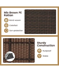 Gymax 3 Pieces Rocking Wicker Bistro Set Outdoor Front Porch Rocker Chairs Conversation Turquoise