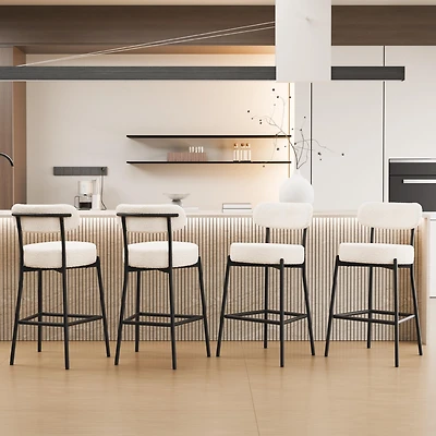 Dyhome Bar Stools Set of 4, 27 Inches Counter Height Kitchen Bar Stools with Back, Modern Metal Tall Bar Stools for Kitchen Island